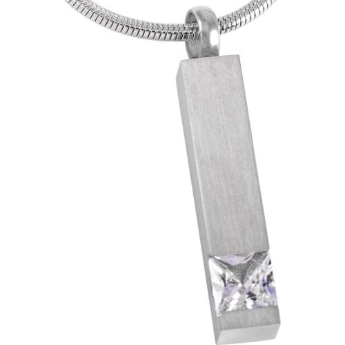 IJD8094 High polished 316L stainless steel engravable Bar with birthstone cremation ashes pendant necklace keepsake Urn jewelry