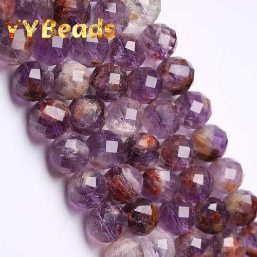 5A Quality Genuine Faceted Purple Ghost Quartz Stone Beads Loose Charm Beads For Jewelry Making DIY Bracelets For Women 6 8 10mm