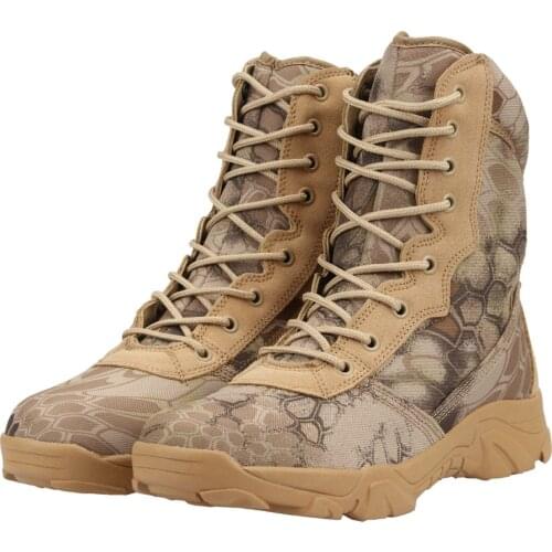 Jungle Camo Trainers boots Python pattern combat Tactical Shoes Hiking Motorcycle Footwear With Zipper Breathable
