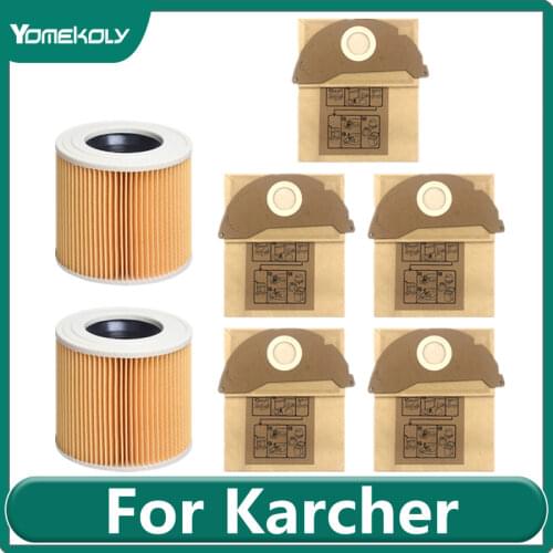 For Karcher WD2250/A2054/A2204/MV3/WV3/WV4/WD3200 Vacuum Cleaner Cartridge HEPA Filter Dust Bag Replacement Accessories Parts