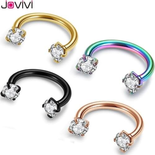 Jovivi 316 Stainless Steel 16G Nose Septum Ring Ear Studs Lip Ring Eyebrow Ring Nipple Ring 8mm Multi-used Body Piercing Jewelry