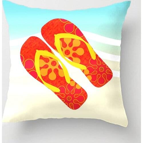 Red Flip Flops Beach Waves Outdoor Wedding Decorative Cushion Cover Pillow Case Customize Gift By Lvsure For Car Seat Pillowcase