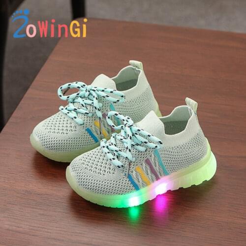 Size 21-30 Shining Sneakers Girls Cute Shoes Air Mesh Breathable Sneakers zapatillas luz nino Children Glowing Shoes Girls