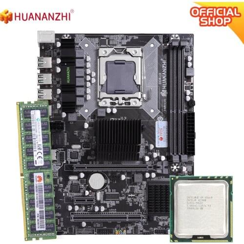 HUANANZHI X58 LGA 1366 X58 motherboard with XEON X5660 with 1*16G DDR3 RECC memory combo kit set SATA USB3.0