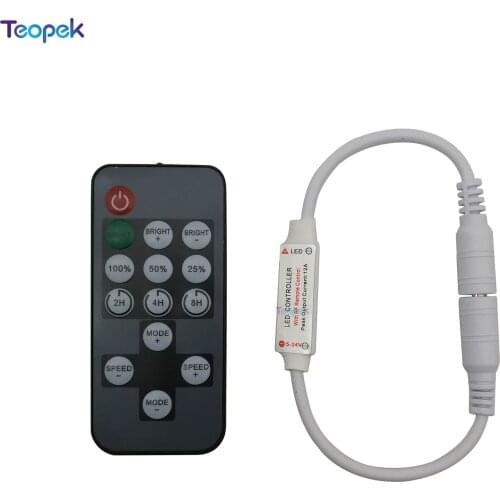 Mini RF Led Time Controller 14 keys Remote Control Brightness Adjustable Led Dimmer For Single Color Light Strip DC5-24V