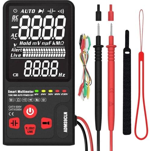 Ultra-Portable Digital Multimeter, Large 3.5" LCD 3-Line Display Voltmeter AC DC Voltage NCV Resistance Ohm Hz Tester (S9+)