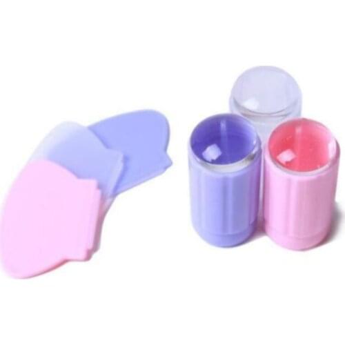 Soft Silicone Refill Head Stamper Plastic Scraper Nail Stamping Tool Marshmallow Transparent Stamp Kit 3Colors
