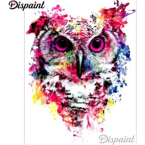 Dispaint Full Square/Round Drill 5D DIY Diamond Painting "Colored owl" Embroidery Cross Stitch 3D Home Decor A11671