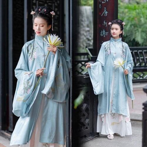New Hanfu Dress Chinese Women Long Robe Ming Dynasty Ancient Clothes Traditional Elegant Classical Dance Stage Costumes DQL2615