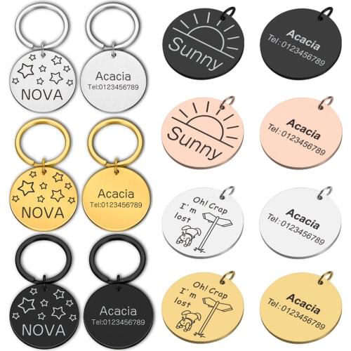 Personalized Dog Collar Pet ID Tag Name Phone Address Pet ID Name for Cat Puppy Dog Tag Pendant Keyring Pet Accessories