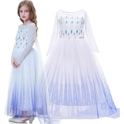 Elsa Dress for Girls Kids Makeup Snow Queen Princess Dress Up Costume Kids Baby Girl Christmas Birthday Party Carnival Costume