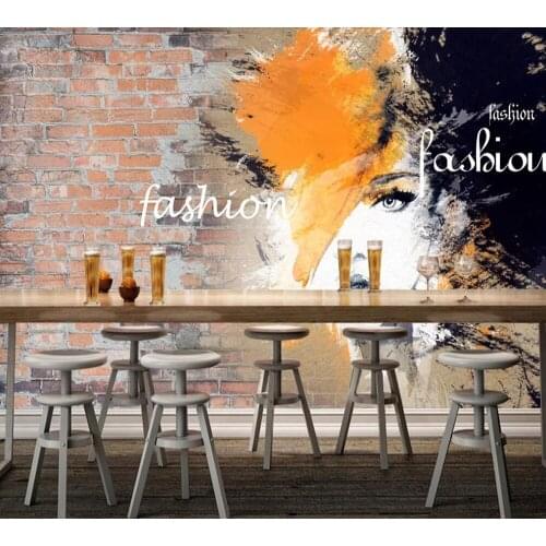 Custom 3D mural wallpaper brick wall popular trend hand-painted clothing bar bar dining background wall