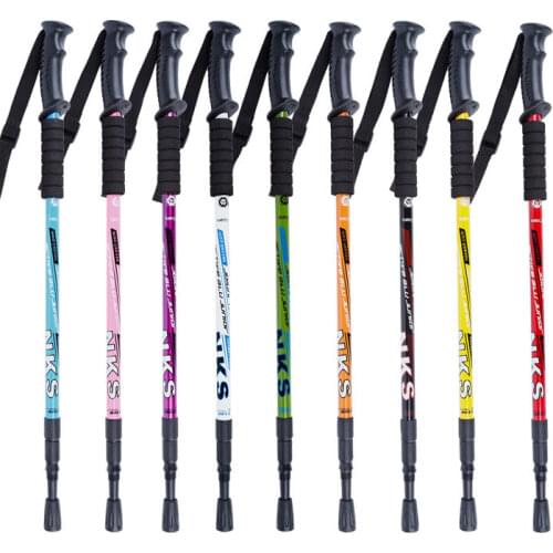 Anti Shock Nordic Walking Sticks Telescopic Trekking Hiking Poles Ultralight Walking Canes With Rubber Tips Protectors X326D