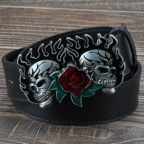 Heavy Metal Cowboy Punk Belt Genuine Leather Hip Hop Belts For Men Cross Rivet Jeans belt male Strap Ceinture Homme PT25