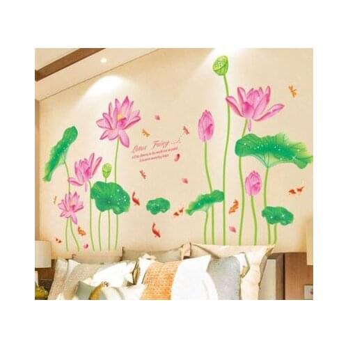 Picture For Child Can Remove Ink Stick Study Bedroom Sitting Tv Setting Water Lily Lotus Leaf Cartoon Animation Landscape Photo