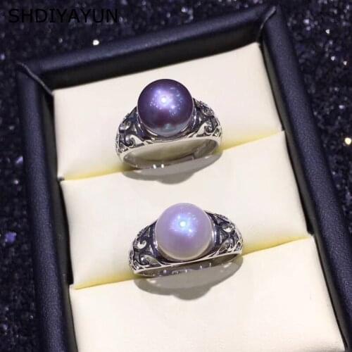 SHDIYAYUN Pearl Ring Natural Freshwater Pearl Retro 925 Sterling Silver Rings Jewelry For Women Drop Shipping Nickles Women