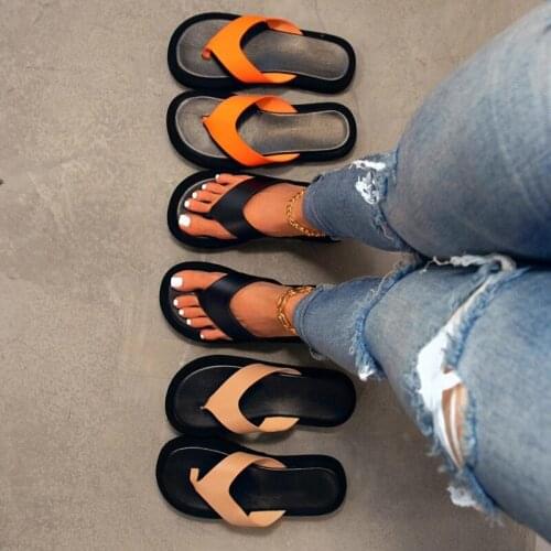 Summer Flip Flops New Low Heel Women Sandals Outdoor Casual Fashion Womens Shoes Solid Color Open Toe Slippers Plus Size 43