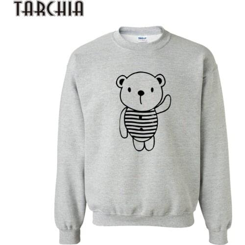 TARCHIA New 2021 Mens Hoody Sweatshirt Fashion Cartoon Bear Print Slim Fit Pullover Hoodies Men Sportswear Cotton Tops XS-XXL
