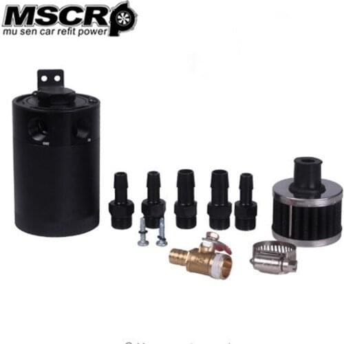 2 Port Universal Baffled Oil Catch Can Reservoir Tank Filter Separator Waste Oil Recovery Pot Car Modified Engine