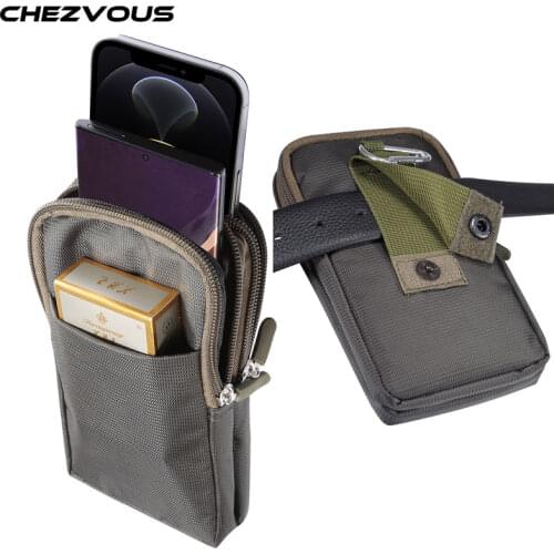 Universal For All Below 4.7-6.9 inch Mobile Phones Pouch Outdoor 2 Zippers 3 Pockets Wallet Case Belt Clip Bag For smartphone