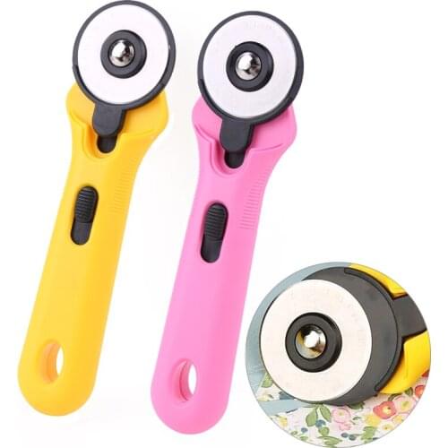 KAOBUY 45mm Pink + Yellow Rotary Cutter With Ergonomic Soft Handle For Cutting Quilting Fabric And Arts & Crafts
