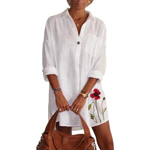 Women Dresses Fashion Turn Down Collar Half Sleeve Pocket Floral Print Mini Shirt Dress Womens Clothing 2021