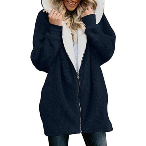 Hoodies Women Autumn Winter Plush Fleece Warm Hoodies For Women Sweatshirt Pockets Zipper Hooded Hoodies Womens Clothes