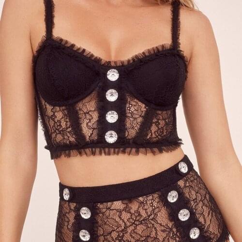 Women Tank Top Floral Lace Mesh Perspective Vest Camisoles Bustier Bra Sexy Lady Sleeveless Ruffle Slim Tank Shirt Hot Summer