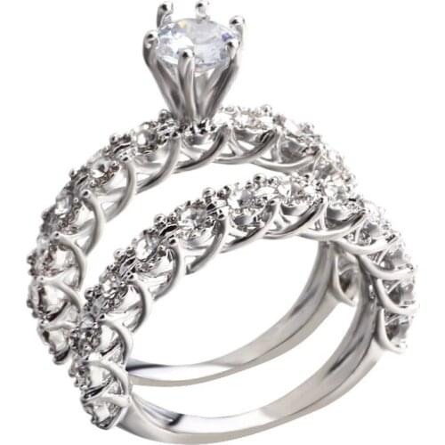 1pair Charm Lovers Ring Fashion Jewelry Crystal Engagement Wedding Rings For Women Men