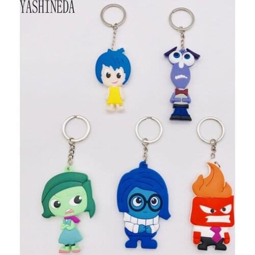 10PCS Silicone Cartoon Character Inside Out Keychain Anime Figure 3D Double Side Key Chain Key Ring Kid Trinket Gift Key Holder