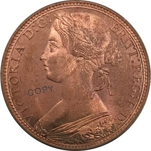 1881 United Kingdom 1 Penny Victoria 2nd portrait Red Copper collectibles Copy Coin