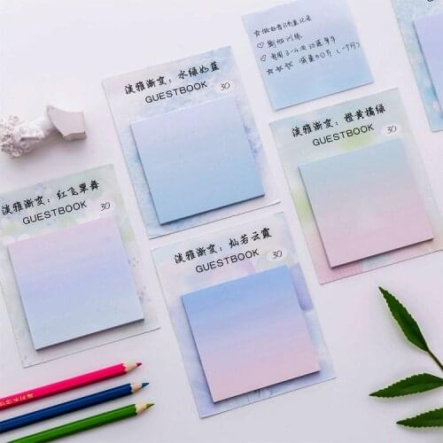 2pcs/60 Sheets Rainbow Memo Pad Self-Adhesive Sticky Notes Escolar Papelaria Stationery Note Paper Stickers Decoration
