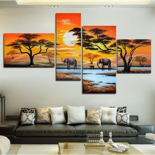 CNA Fashion 4pcs 5D Diy Diamond Painting Mosaic Resin Rhinestone Embroidery Cross Stitch Kits Animal Elephant Needlework Decor