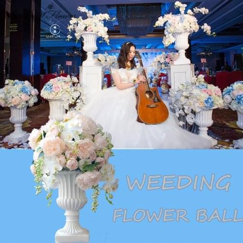 62cm Luxury party house window wedding props decorative road lead flower ball T stage Roman flower pot fake floral arrangement