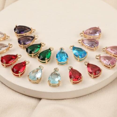 HAOSAW 10Pcs 8*15MM Jewelry Accessories/Hand Made/Oval Waterdrop Shape/Pendants/CZ Charms/DIY Making/Earring Findings Components