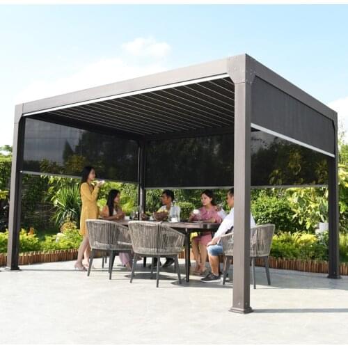 3 by 4 meter Waterproof Gazebo Motorized Design Electric metal Roof Canopy Window Aluminum Louver Awning