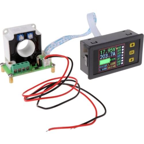 Digital DC Multimeter 0-90V 0-100A Voltmeter Ammeter Power Capacity Time Meter Monitor,Charge-Discharge Battery Tester