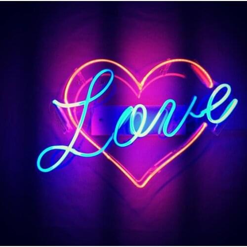 14“ Art Love Acrylic Custom Neon Light Lamp Sign Beer Bar Handmade Real Glass Decorate Home Wall Room Windows Tube Artwork
