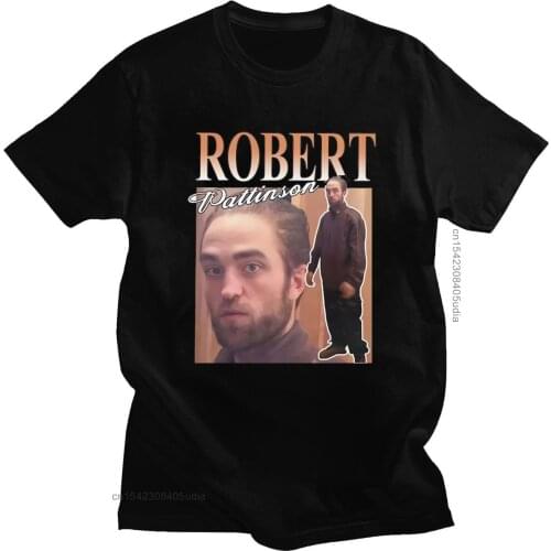 Mens Pure Short Sleeve Novelty Tshirt Robert Pattinson Standing Meme T-Shirt Cotton Vintage Rob Tshirts Hot Sale Tops