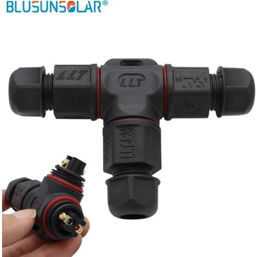 IP67 T-shaped 3-wire waterproof connector 2 pin 3 pin Wire diameter 10mmsq L20 250V 20A