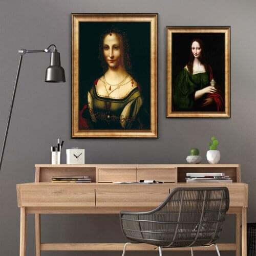 Classic Oil Painting Leonardo Da Vinci The Mona Lisa Smile Canvas Print Painting Posters Wall Picture for Living Room Home Decor
