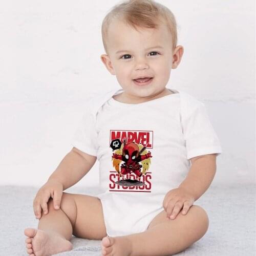 Deadpool Superhero Marvel Print Baby Boy Girls Clothes Newborn Summer Jumpsuit Bodysuits Baby Rompers Infantial Bebe Clothing