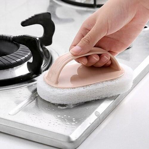 Kitchen Cleaning Brush Bathtub Sponge Brush Thickened Sponge with Handle Bathroom Stove Bathtub Sink Cleaning Window Cleaner