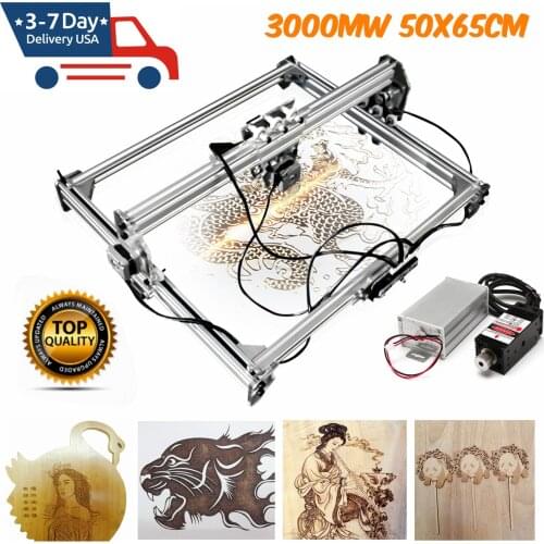 50*65cm Mini 3000MW Blue Laser CNC Engraving Machine 2Axis DC 12V DIY Laser Engraver Desktop Wood Router Cutter Printer
