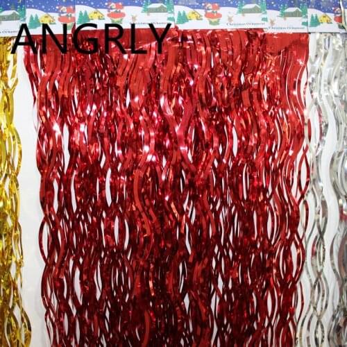 ANGRLY 15x100cm Christmas Tree Ribbon Bars Festival Venue Wedding Decoration Rain Gift Curtain Wedding Favors and Gifts Party