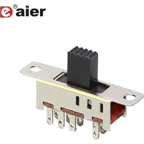 20PCS Miniature Double Pole 2P3T Vertical Slide Switch 8PIN SS-23E04 5MM Height Slide Handle ON/ON/ON 3Position Solder Terminal