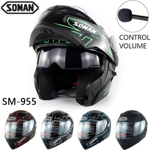 Bluetooth Headset Motorcycle Full Face Helmet Flip Up Visor Dual Lens Casco Moto Motorbike Offroad Modular Helmets