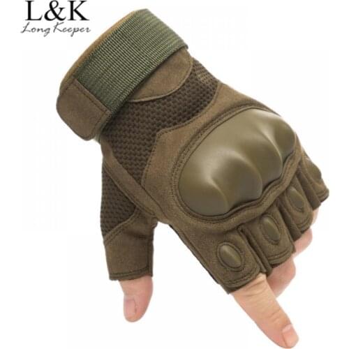 LongKeeper Half Finger Tactical Gloves Men Military Army Fingerless Mittens Outdoor Sports Hiking Cycling Guante Black Luvas
