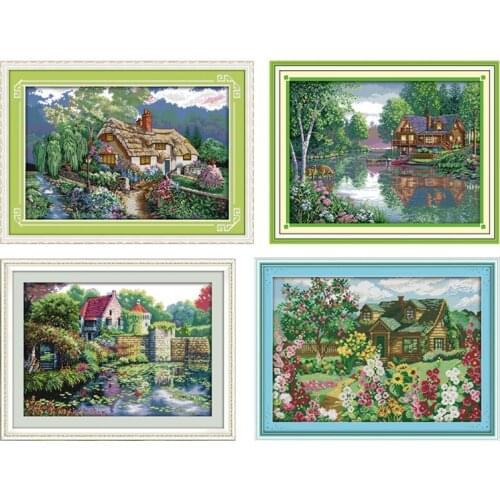 Mountain hut count printing Cross Stitch 11CT 14CT Cross Stitch Kits Embroidery Needlework set DIY Landscape Decoration Ornament