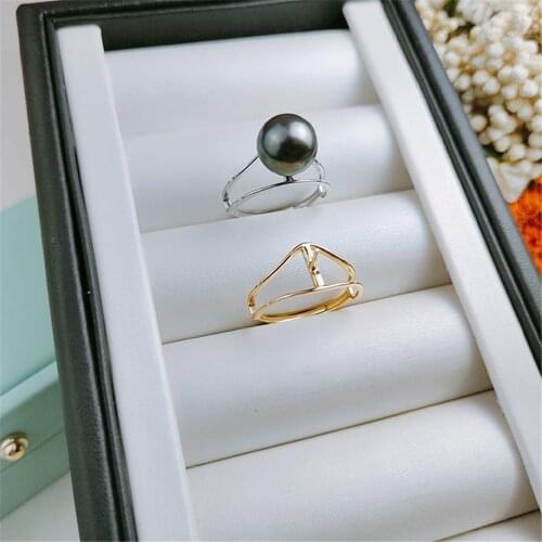 Real Silver S925 Plated Ring Empty Care DIY Accessories Pearl Ring Adjustable Set Semi-finished Products Woman Ring Wholesale